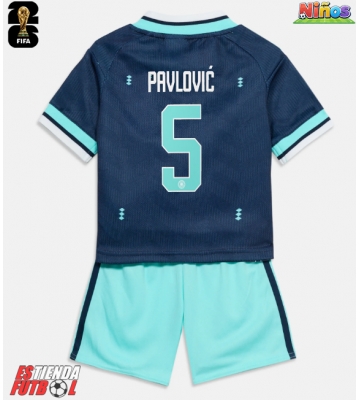 Alemania Aleksandar Pavlovic #5 Segunda Equipación Niños Mundial 2026 Manga Corta (+ Pantalones cortos)